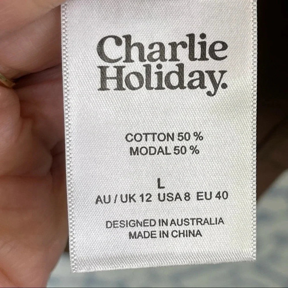 Charlie Holiday Made of‎ Star Boyfriend T-shirt Sz Large NWT Neutral Minimalist - Picture 13 of 13